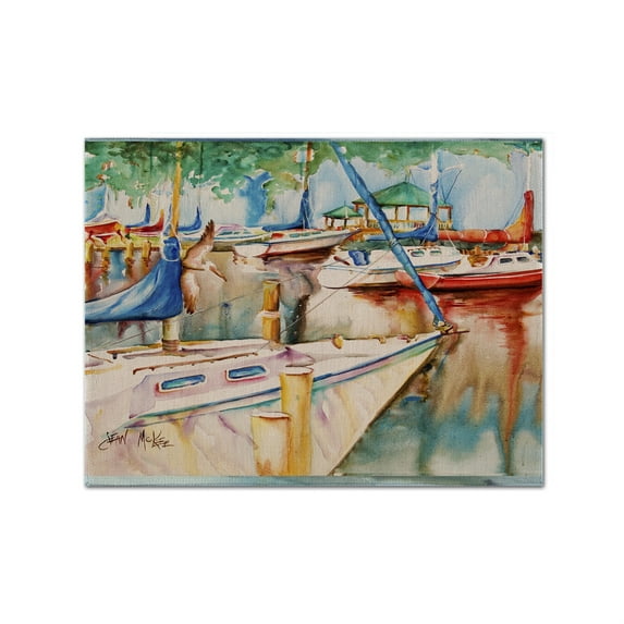 Carolines Treasures JMK1043PLMT Sailboats At The Gazebo Fabric Placemat, Multicolor