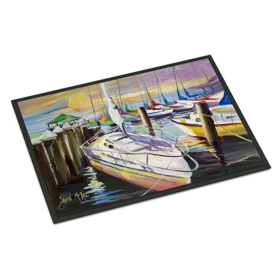 Carolines Treasures JMK1044MAT Sailboats at the Fairhope Yacht Club Docks Door Mat Indoor Rug or Outdoor Welcome Mat