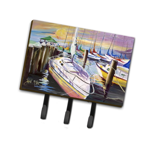 Carolines Treasures JMK1044TH68 Sailboats at the Fairhope Yacht Club Docks Leash or Key Holder Triple multicolor