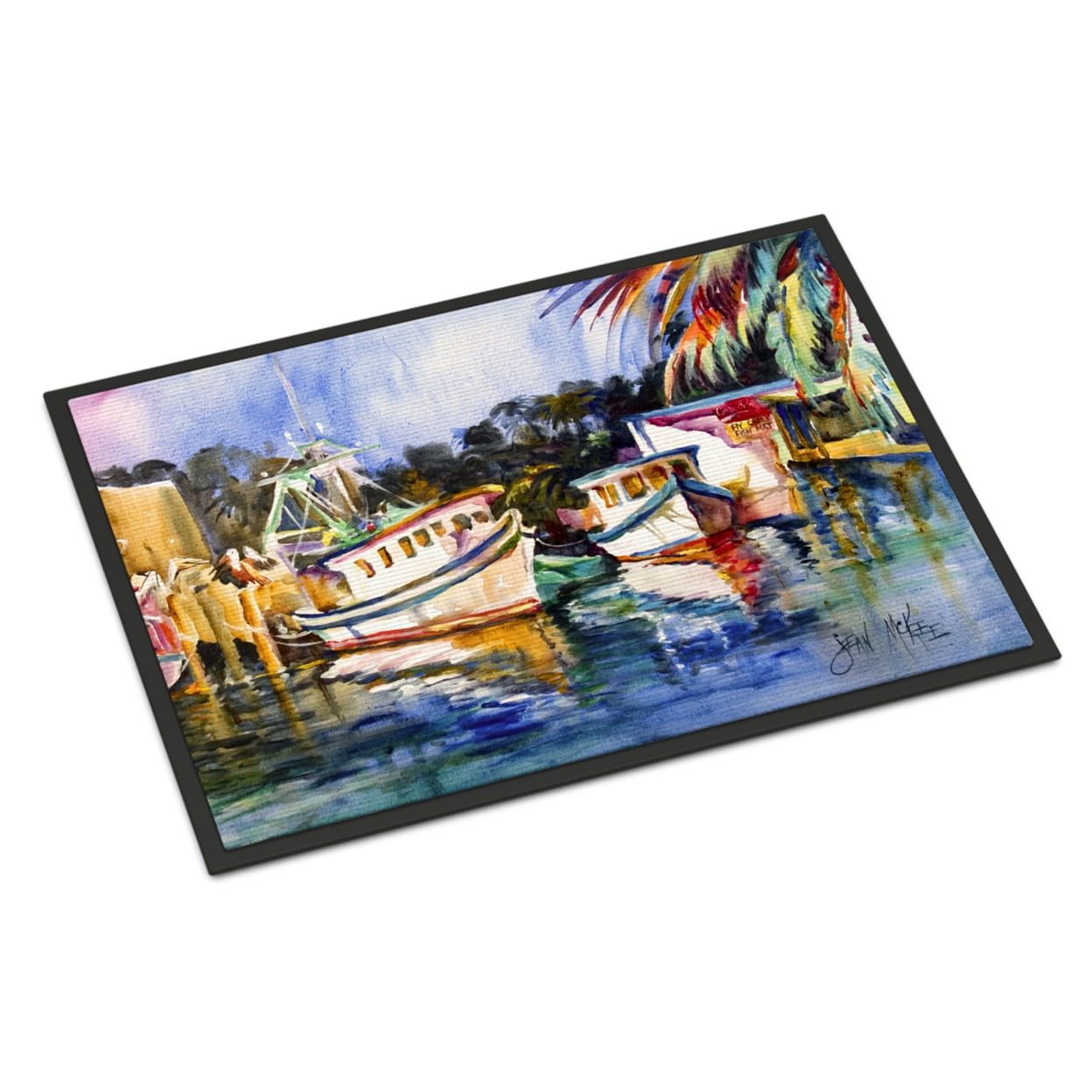 Carolines Treasures JMK1045JMAT Fly Creek Fish Market Door Mat Indoor Rug or Outdoor Welcome Mat 24x36 Doormat  24H X