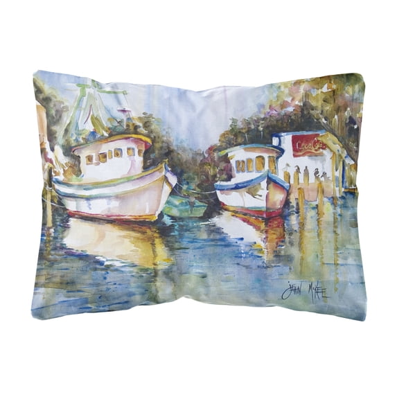 Carolines Treasures JMK1046PW1216 Fly Creek Fish Market Canvas Fabric Decorative Pillow 12H x16W multicolor