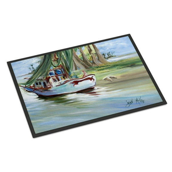Carolines Treasures JMK1060JMAT Jeannie Shrimp Boat Door Mat Indoor Rug or Outdoor Welcome Mat 24x36 Doormat  36"L x