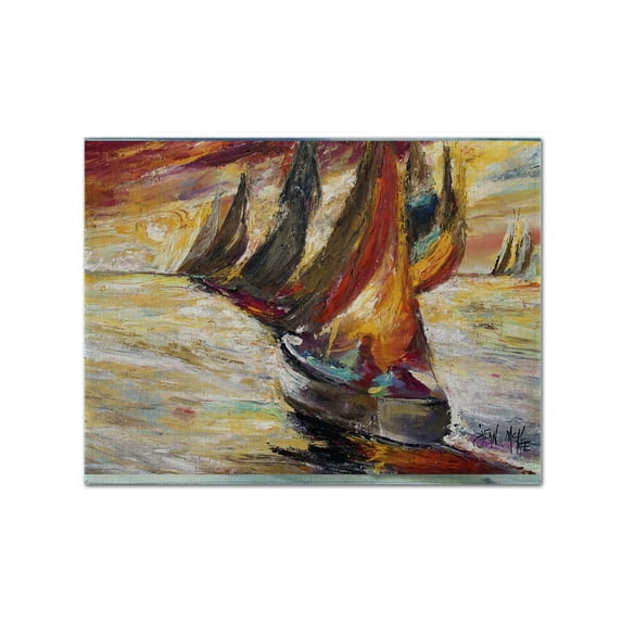 Carolines Treasures JMK1062PLMT Red Sails Sailboat Fabric Placemat, Multicolor