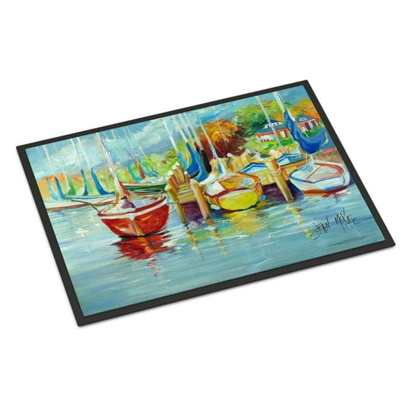 Carolines Treasures JMK1070JMAT On the Dock Sailboats Door Mat Indoor Rug or Outdoor Welcome Mat 24x36 Doormat 36"L x