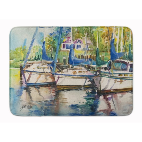 Carolines Treasures JMK1071RUG Safe Harbour Sailboats Machine Washable Memory Foam Mat 19 X 27" multicolor