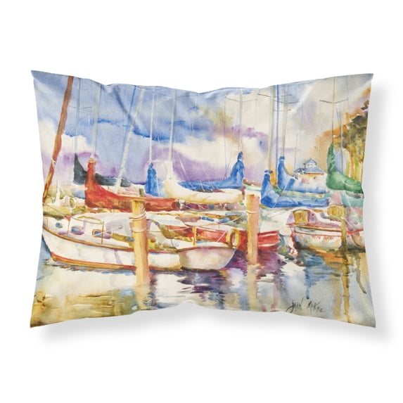 Carolines Treasures JMK1072PILLOWCASE Run Away Sailboats Fabric Standard Pillowcase Standard multicolor