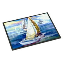 Carolines Treasures JMK1073MAT Rock my Boat Sailboats Door Mat Indoor Rug or Outdoor Welcome Mat 18x27 Doormat  27"L x