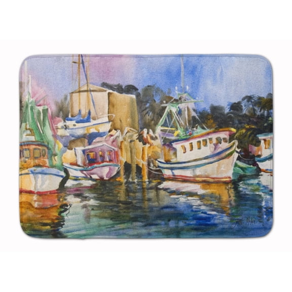 Carolines Treasures JMK1079RUG Shrimp Boat Warehouse Machine Washable Memory Foam Mat 19 X 27" multicolor