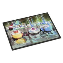Carolines Treasures JMK1084JMAT Yellow boat Sailboat Door Mat Indoor Rug or Outdoor Welcome Mat 24x36 Doormat  36"L x