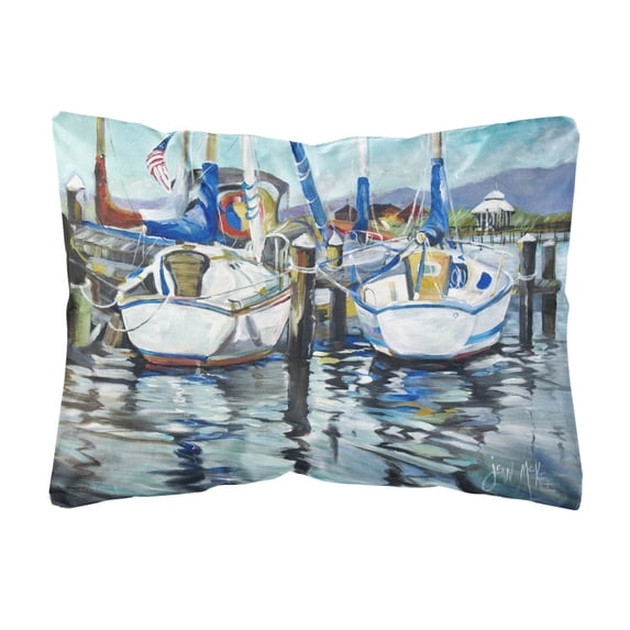 Carolines Treasures JMK1087PW1216 Tourquoise Bay Sailboat Canvas Fabric Decorative Pillow 12H x16W multicolor