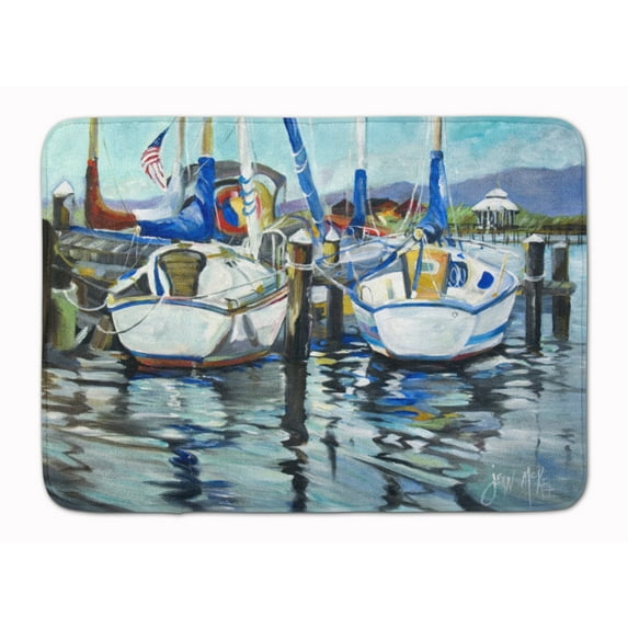 Carolines Treasures JMK1087RUG Tourquoise Bay Sailboat Machine Washable Memory Foam Mat 19 X 27" multicolor