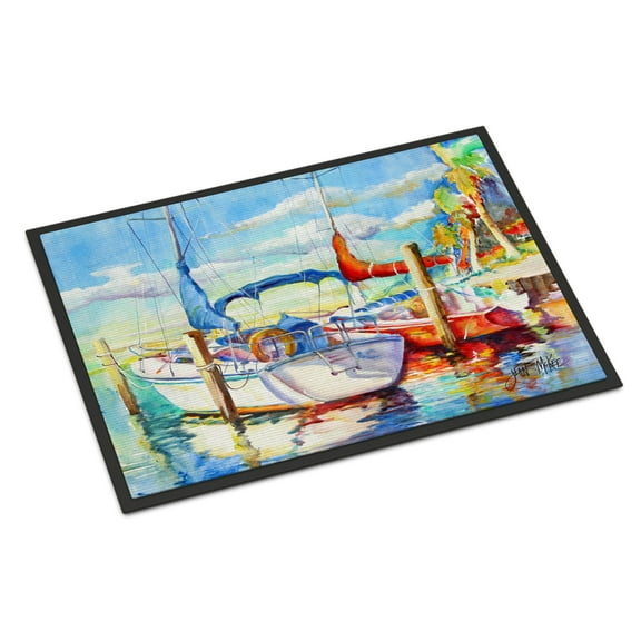 Carolines Treasures JMK1088JMAT Towering Q Sailboat Door Mat Indoor Rug or Outdoor Welcome Mat 24x36 Doormat  36"L x