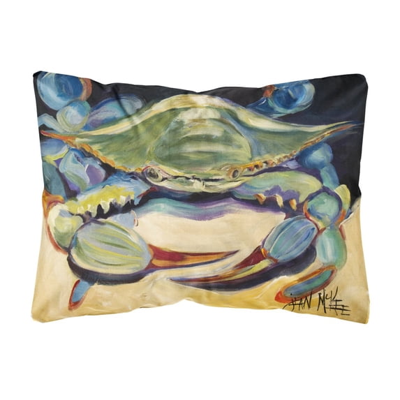 Carolines Treasures JMK1093PW1216 Blue Crab Canvas Fabric Decorative Pillow 12H x16W multicolor