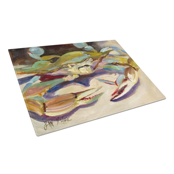 Carolines Treasures JMK1101LCB Blue Crab Tail Fin Glass Cutting Board Large, 12H x 16W, multicolor