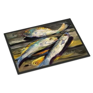 Carolines Treasures JMK1116MAT Fish on the Dock Door Mat Indoor Rug or Outdoor Welcome Mat 18x27 Doormat  27"L x 18"W