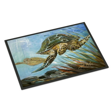 Carolines Treasures JMK1118MAT Loggerhead Sea Turtle Door Mat Indoor Rug or Outdoor Welcome Mat 18x27 Doormat  27"L x