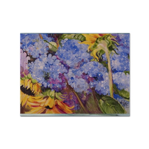 Carolines Treasures JMK1119PLMT Hydrangeas And Sunflowers Fabric Placemat, Multicolor