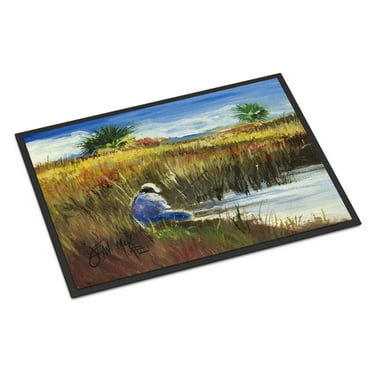 Carolines Treasures JMK1125MAT Fisherman on the Bank Door Mat Indoor Rug or Outdoor Welcome Mat 18x27 Doormat  18H X 27W