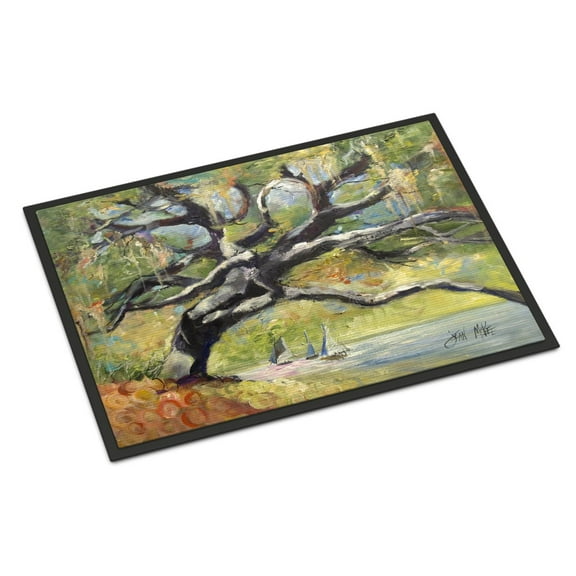 Carolines Treasures JMK1132MAT Oak Tree on the Bay with Sailboats Door Mat Indoor Rug or Outdoor Welcome Mat 18x27
