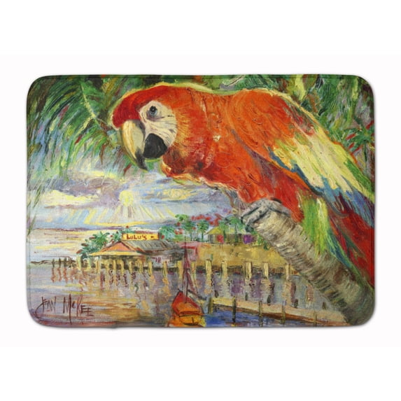 Carolines Treasures JMK1134RUG Red Parrot at Lulus Machine Washable Memory Foam Mat 19 X 27" multicolor