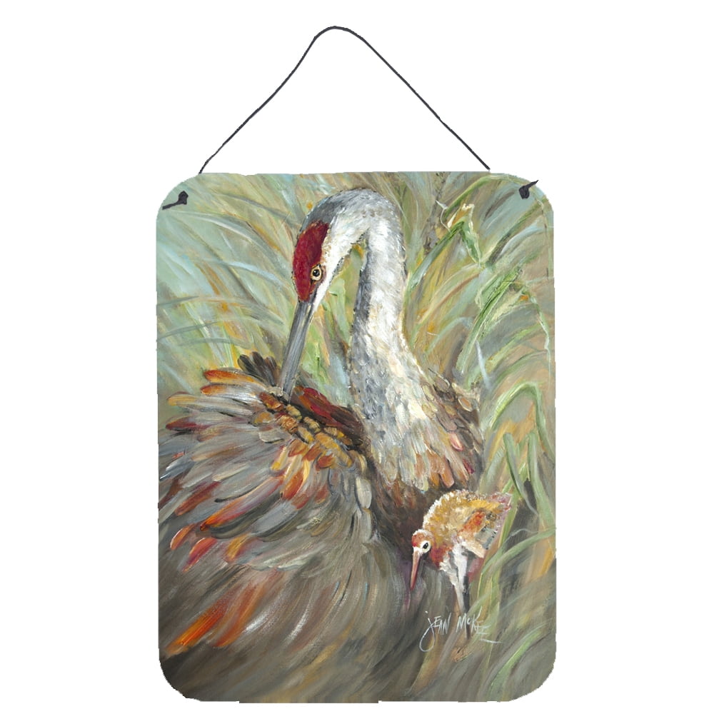 Sandhill Crane with Baby Multicolor Aluminum Wall Hanging 12x16