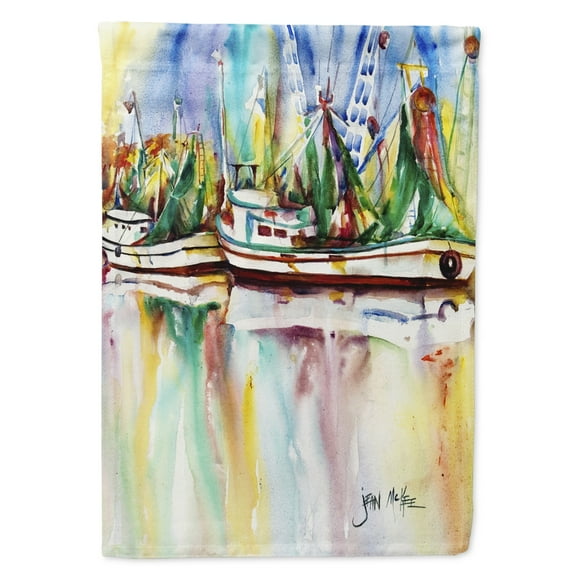 Caroline's Treasures JMK1156CHF Ocean Springs Shrimp Boats Flag Canvas House Size , Large, multicolor