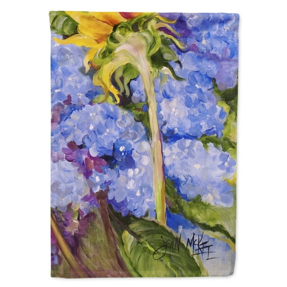 Carolines Treasures JMK1174CHF Hydrangea and Sunflower Flag Canvas House Size Large multicolor