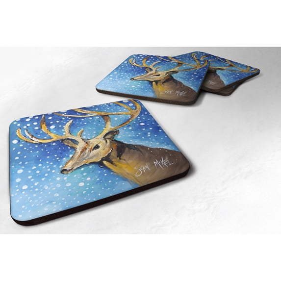 Carolines Treasures JMK1206FC Reindeer Foam Coaster Set of 4 3 1/2 x 3 1/2 multicolor