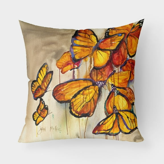 Carolines Treasures JMK1220PW1818 Butterflies Canvas Fabric Decorative Pillow  18H x18W multicolor