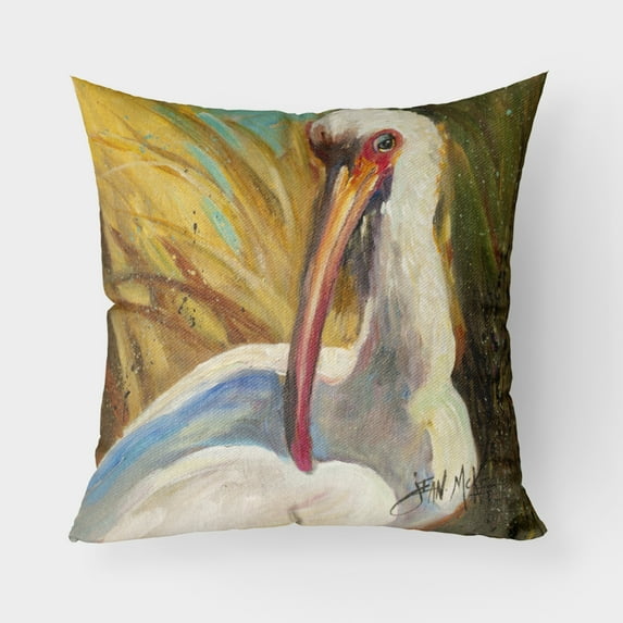 Carolines Treasures JMK1222PW1818 White Ibis Canvas Fabric Decorative Pillow  18H x18W multicolor