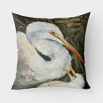 Carolines Treasures JMK1227PW1818 White Egret Canvas Fabric Decorative Pillow  18H x18W multicolor