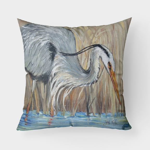 Carolines Treasures JMK1228PW1818 Blue Heron Canvas Fabric Decorative Pillow  18H x18W multicolor