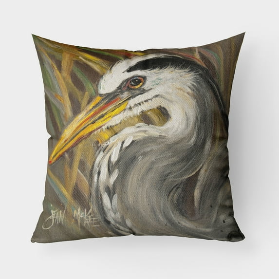 Carolines Treasures JMK1229PW1818 Blue Heron Canvas Fabric Decorative Pillow  18H x18W multicolor