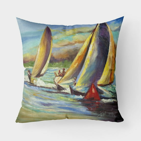 Carolines Treasures JMK1236PW1818 Knost Reggata Sailboats Canvas Fabric Decorative Pillow 18H x18W multicolor