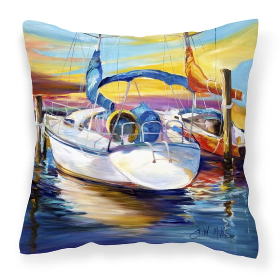 Carolines Treasures JMK1243PW1414 Symmetry again Sailboats Canvas Fabric Decorative Pillow 14Hx14W multicolor