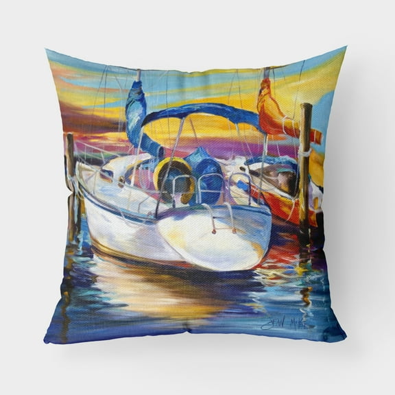 Carolines Treasures JMK1243PW1818 Symmetry again Sailboats Canvas Fabric Decorative Pillow  18H x18W multicolor