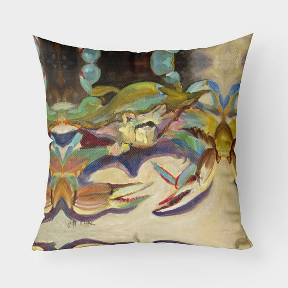 Carolines Treasures JMK1259PW1818 Crab tailfin Crab Canvas Fabric Decorative Pillow  18H x18W multicolor