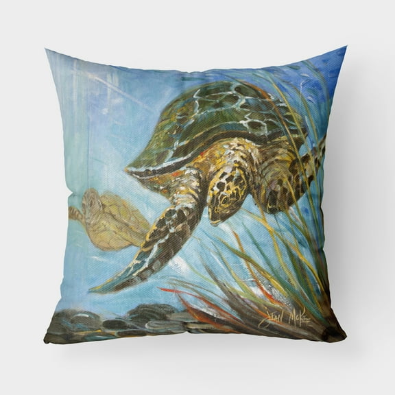Carolines Treasures JMK1261PW1818 Loggerhead Sea Turtle Canvas Fabric Decorative Pillow  18H x18W multicolor
