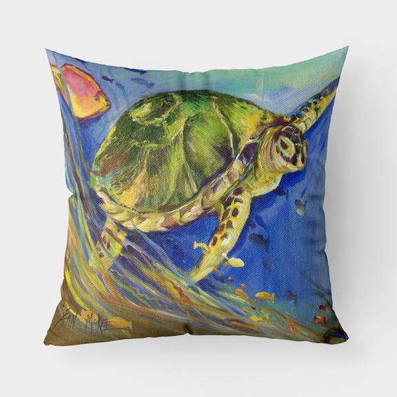 Carolines Treasures JMK1262PW1818 Loggerhead Sea Turtle Canvas Fabric Decorative Pillow 18H x18W multicolor