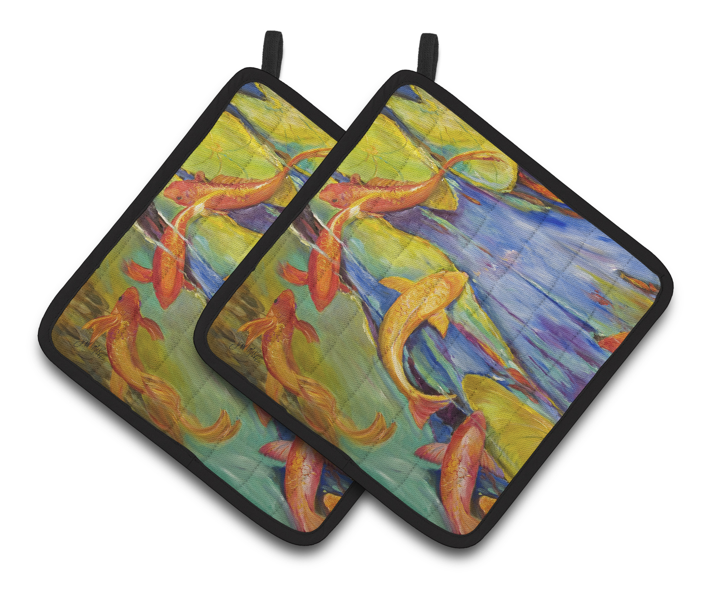 Carolines Treasures JMK1263PTHD Koi Pair of Pot Holders , 7.5HX7.5W, multicolor