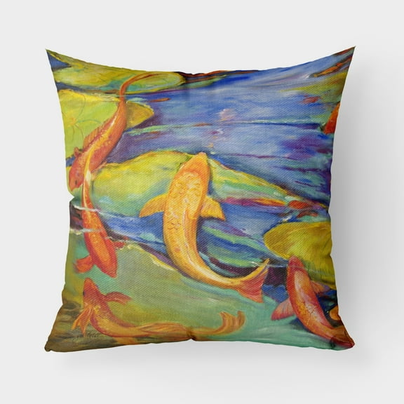 Carolines Treasures JMK1263PW1818 Koi Canvas Fabric Decorative Pillow  18H x18W multicolor