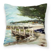 Carolines Treasures JMK1273PW1414 At the Pier Sailboats Canvas Fabric Decorative Pillow  14Hx14W multicolor