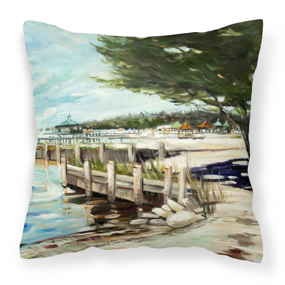 Carolines Treasures JMK1273PW1414 At the Pier Sailboats Canvas Fabric Decorative Pillow  14Hx14W multicolor