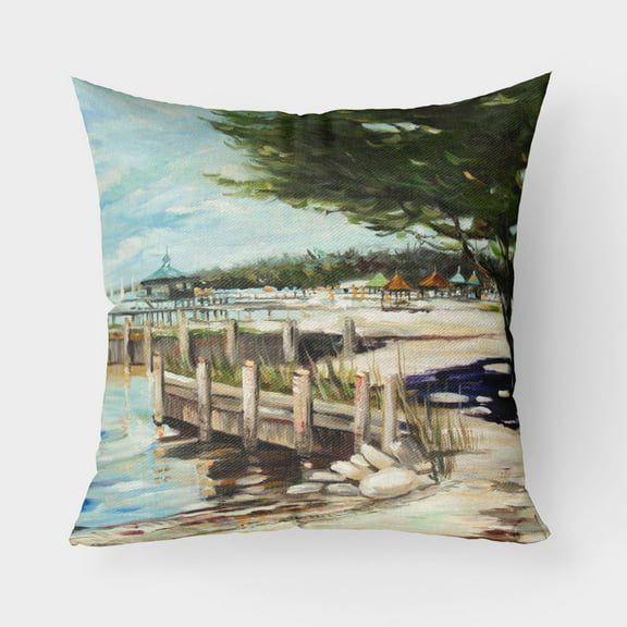 Carolines Treasures JMK1273PW1818 At the Pier Sailboats Canvas Fabric Decorative Pillow  18H x18W multicolor