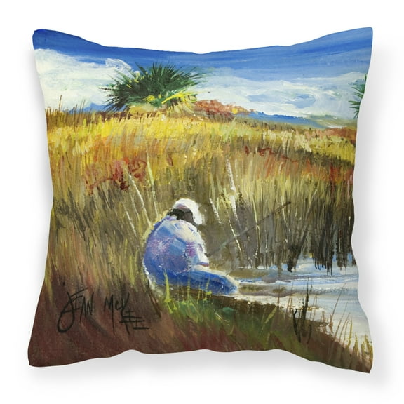 Carolines Treasures JMK1274PW1414 Fishing on the bank Canvas Fabric Decorative Pillow 14Hx14W multicolor