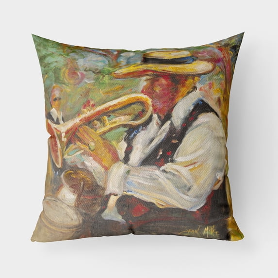 Carolines Treasures JMK1276PW1818 Jazz Trumpet Canvas Fabric Decorative Pillow 18H x18W multicolor
