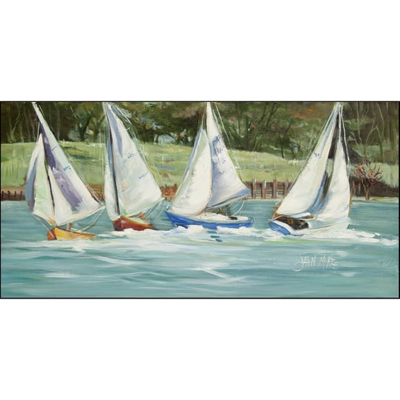 Carolines Treasures JMK1302HRM2858 Sailboats on the Bay Indoor / Outdoor Runner Mat 28x58 28H x 58W multicolor