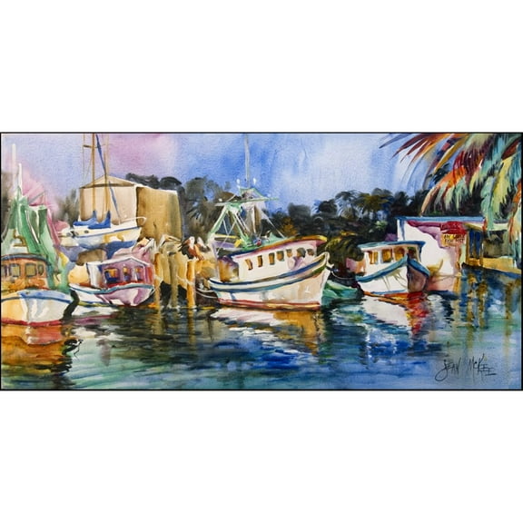Carolines Treasures JMK1329HRM2858 Shrimp Boats Warehouse Indoor / Outdoor Runner Mat 28x58 28H x 58W multicolor