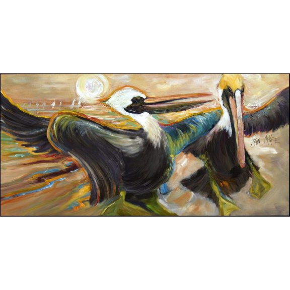 Carolines Treasures JMK1346HRM2858 Double Trouble Pelicans Indoor / Outdoor Runner Mat 28x58 28H x 58W multicolor