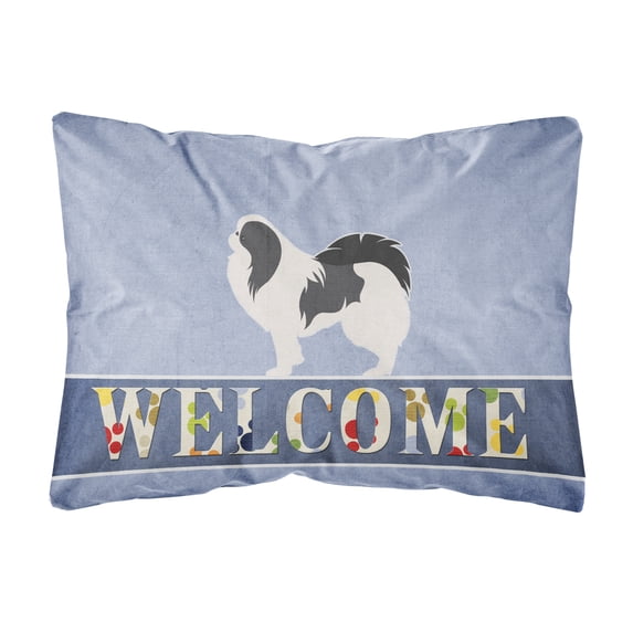 Carolines Treasures Japanese Chin Welcome Canvas Fabric Decorative Pillow 12H x16W multicolor